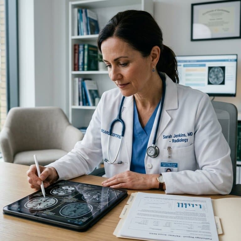 Doctor reviewing medical scan